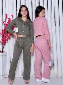 Young Girls Sets - 軍綠色 - 查看 5