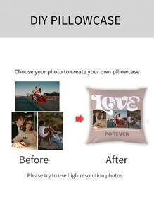 1pc Customized Pillow Case With Single-Sided Photo Or Text Printing, No Filling, Suitable For Wedding Anniversary, Valentine's Day, Proposal, Couple Date, Husband And Wife Gift