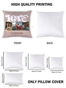 1pc Customized Pillow Case With Single-Sided Photo Or Text Printing, No Filling, Suitable For Wedding Anniversary, Valentine's Day, Proposal, Couple Date, Husband And Wife Gift