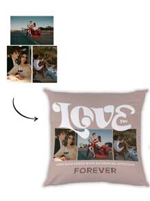 1pc Customized Pillow Case With Single-Sided Photo Or Text Printing, No Filling, Suitable For Wedding Anniversary, Valentine's Day, Proposal, Couple Date, Husband And Wife Gift