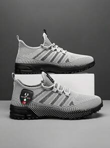 Men Breathable Sports Shoes, Casual Stripe Lace-Up Shoes