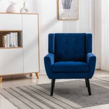 Upholstered Modern Soft Velvet Material Ergonomic Accent Chair Living Room Chair Bedroom Chair Home Chair With Black Legs Indoor Home Royal Blue Foam