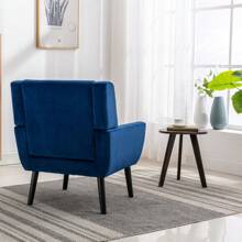 Upholstered Modern Soft Velvet Material Ergonomic Accent Chair Living Room Chair Bedroom Chair Home Chair With Black Legs Indoor Home Royal Blue Foam
