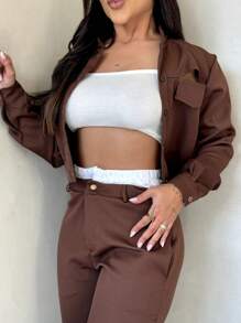 Women Two-Piece Outfits - 鏽棕色 - 查看 2