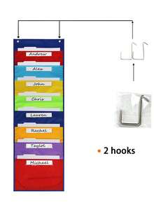 8-Pocket Rainbow Color File Hanging Organizer Bag For Door, Magazine Letter Paper Book Storage Pocket Wall Pouch - Multicolor - View 5