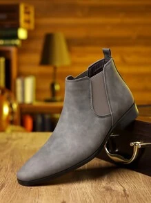 Men's Korean Style British Wind High-Top Chelsea  Boots, New Soft-Bottomed Casual Men's Boots, All-Match Design - Grey - View 1