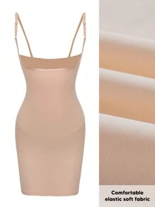 Suprenx Open Bust Sculpting Chest Support Body Shaper Dress For Women  One Piece Full Slip Tummy Control Shapewear With Adjustable Strap - Pink - View 8