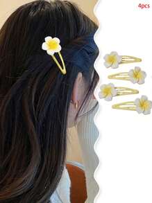 4 件可爱蛋形发夹，适合日常使用，不伤头发，适合刘海和侧发情人节情人爪夹发夹发夹，学校用品