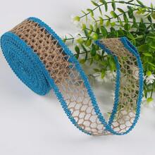 4.5m Blue Creative Pattern Burlap Ribbon For DIY Wedding Christmas Clothing Decoration Background Curtains, 10M - Blue - View 4