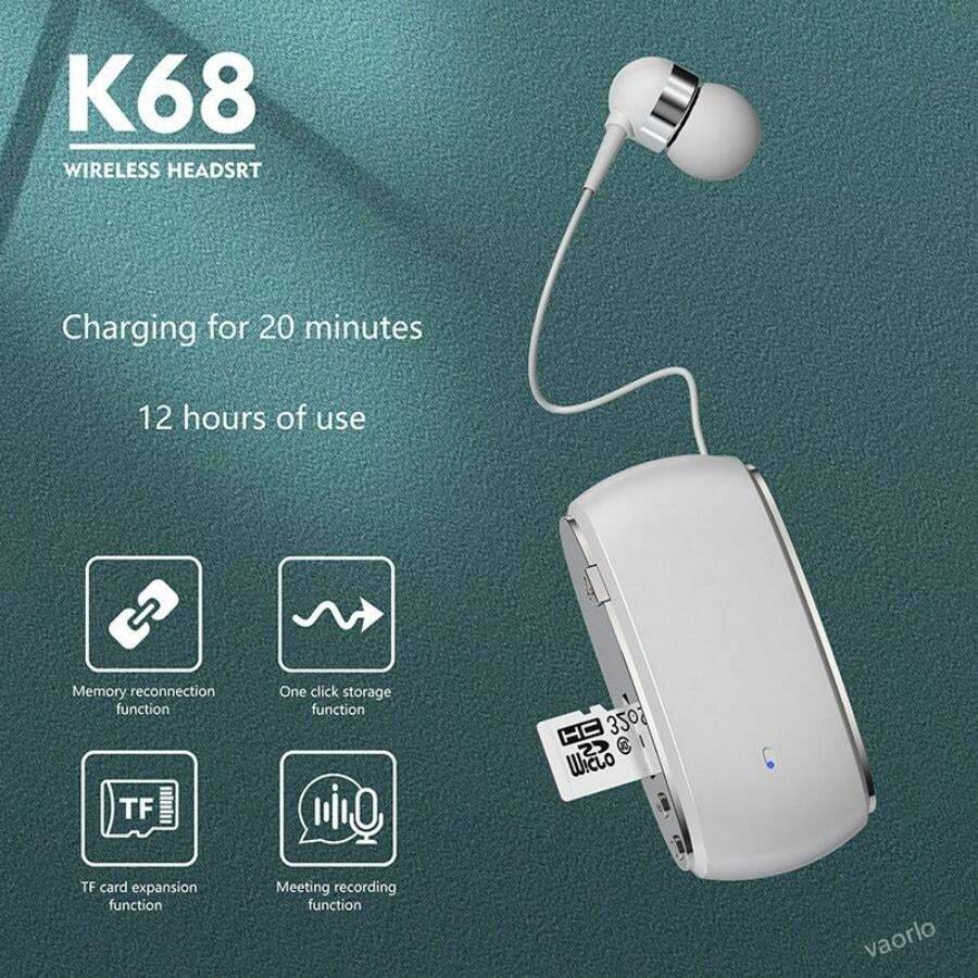 VAORLO 6-in-1 Business Headset Bluetooth 5.3 Bass Wireless Headset ...