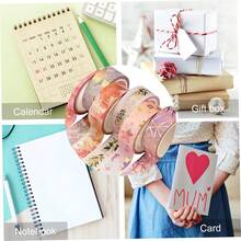 Bộ băng keo giấy và giấy Washi 6 cuộn, gói băng keo hình hoa mỏng 15MM * 5M, dùng để làm sổ lưu niệm DIY, đồ thủ công, gói quà, trang trí ngày lễ, sổ kế hoạch, nhật ký đạn, thiệp/gói quà - 6 cuộn (15mm * 5M) - Nhiều màu - Xem 3