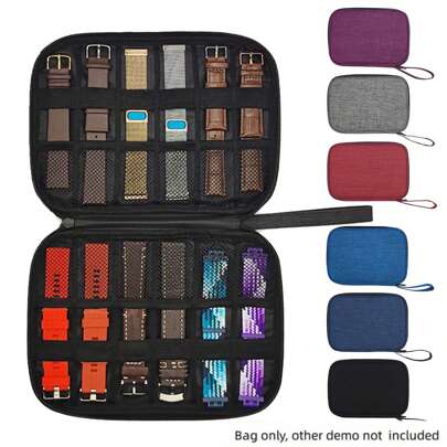 1 pieza Bolsa de almacenamiento de correa de reloj impermeable de nailon, estuche portátil para transportar correas de reloj que se ajusta a hasta 12 correas, adecuado para Garmin, correas, etc., ideal para viajes y como regalo para mamá