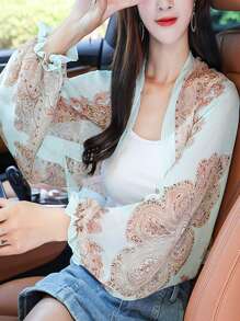 1pc Women's Chiffon Shawl, Sunscreen Cape Shawl, Cycling & Driving & Outdoor Protective Sleeves Cardigan For Summer Casual - Multicolor - View 29