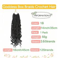 BELLQUEEN Goddess Box Braids Crochet Hair 14 Inch 8 Packs Pre Looped Box Braids Crochet Hair For Women Boho Box Braids Crochet Braids Hair  Bohomian Crochet Box Braids With Curly Ends - Black - View 2