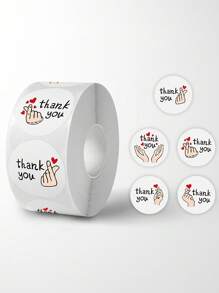 1 pegatina de papel "Gracias", pegatina de sellado de pastelería y postres, pegatina de recompensa de estudiante con diseño de caricatura, pegatina floral de boda - Gesto de corazón "gracias" - Ver 1