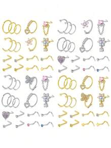 18PCS 18G 20G Stainless Steel Nose Rings Nose Studs Nose Rings Studs Nose Rings Hoops For Women Nose Piercings Studs Nose Piercing Jewelry Nose Rings Studs Dangle Stainless Steel L Shaped Corkscrew Cute Heart Sun Flower Star Butterfly Nose Rings Nose Piercing Jewelry Nose Stud Ring Nose Screw Rings Studs Nose Rings For Women Nose Screw Studs Nostril Nose Piercing Jewelry Valentines - Nose Rings Studs - 查看 1