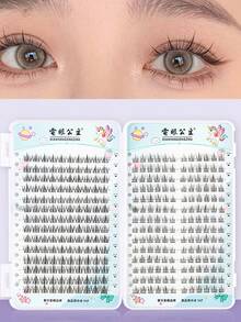 336根向日葵聚簇設計假睫毛，28排，自然外觀，捲曲，長，厚，柔軟，超輕巧，帶超細黑色莖，毛茸茸的觸感就像真人睫毛，易用的三步驟安裝，適合日常穿著，工作或通勤化妝，必備的便攜美容物品，擴大雙眼。 - C - 查看 5