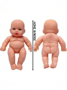 20公分/8英寸可愛的嬰兒玩偶，完美的重生娃娃玩具作為萬聖節/感恩節/聖誕節孩子的禮物 - 淺粉色 - 查看 2
