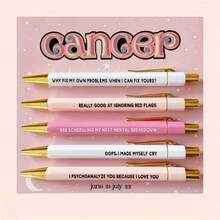 1 Set 12 Constellations Theme Retractable Ballpoint Pen, Various Colors Of Fun Pen, Black Ink 1.0mm Midpoint Quick Drying, Used For Writing Drawing Diary Notes, Birthday Office Gifts - Multicolor - View 12