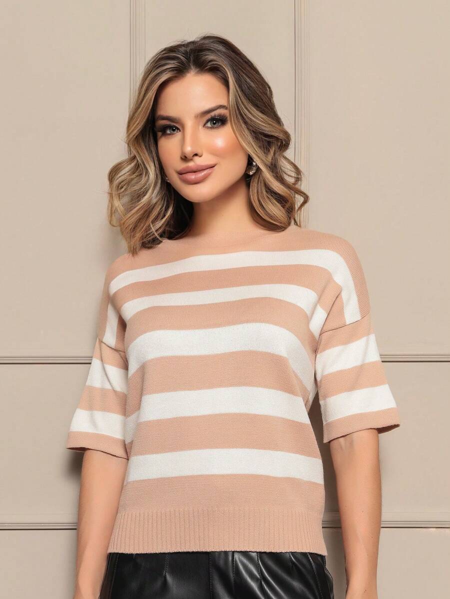 Women Knit Tops - Apricot - View 1