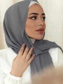 1pc Solid Color Chiffon Headband, Leisure Scarf, Lightweight Scarf For Export - A - View 7