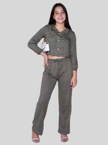 Young Girls Sets - 軍綠色 - 查看 1