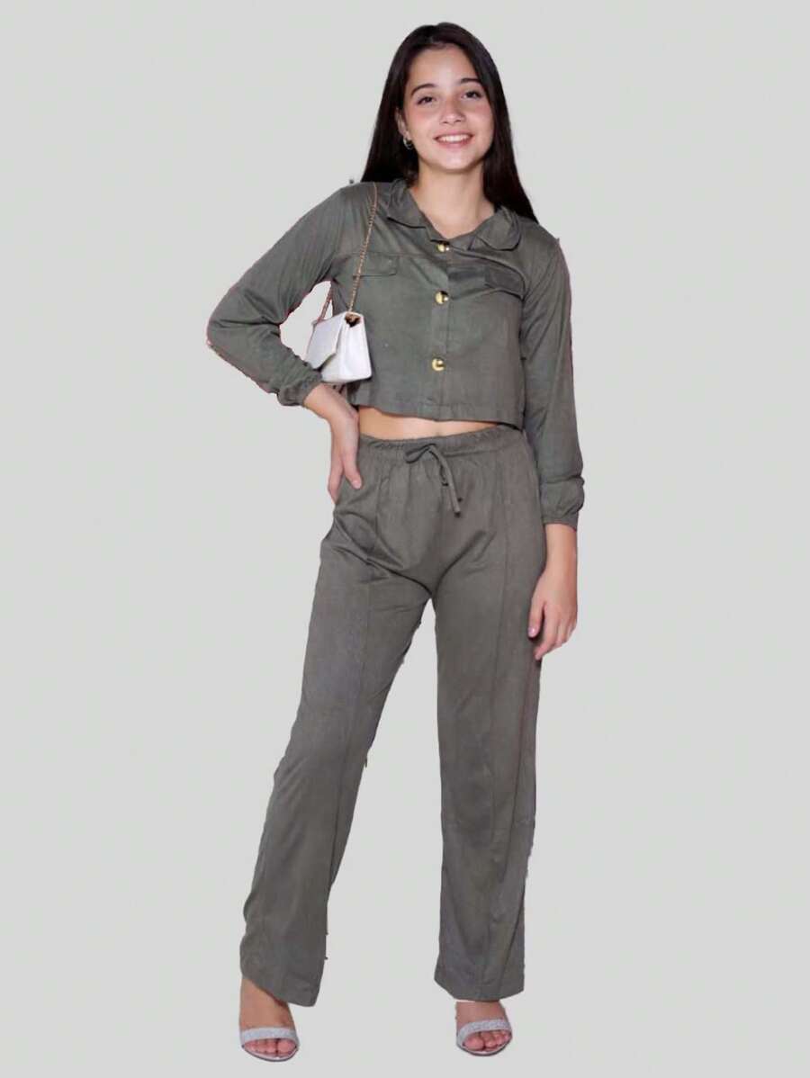 Young Girls Sets - 軍綠色 - 查看 1