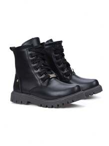 Bota Infantil Coturno Feminino Preto Menina Fashion