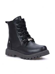 Bota Infantil Coturno Feminino Preto Menina Fashion