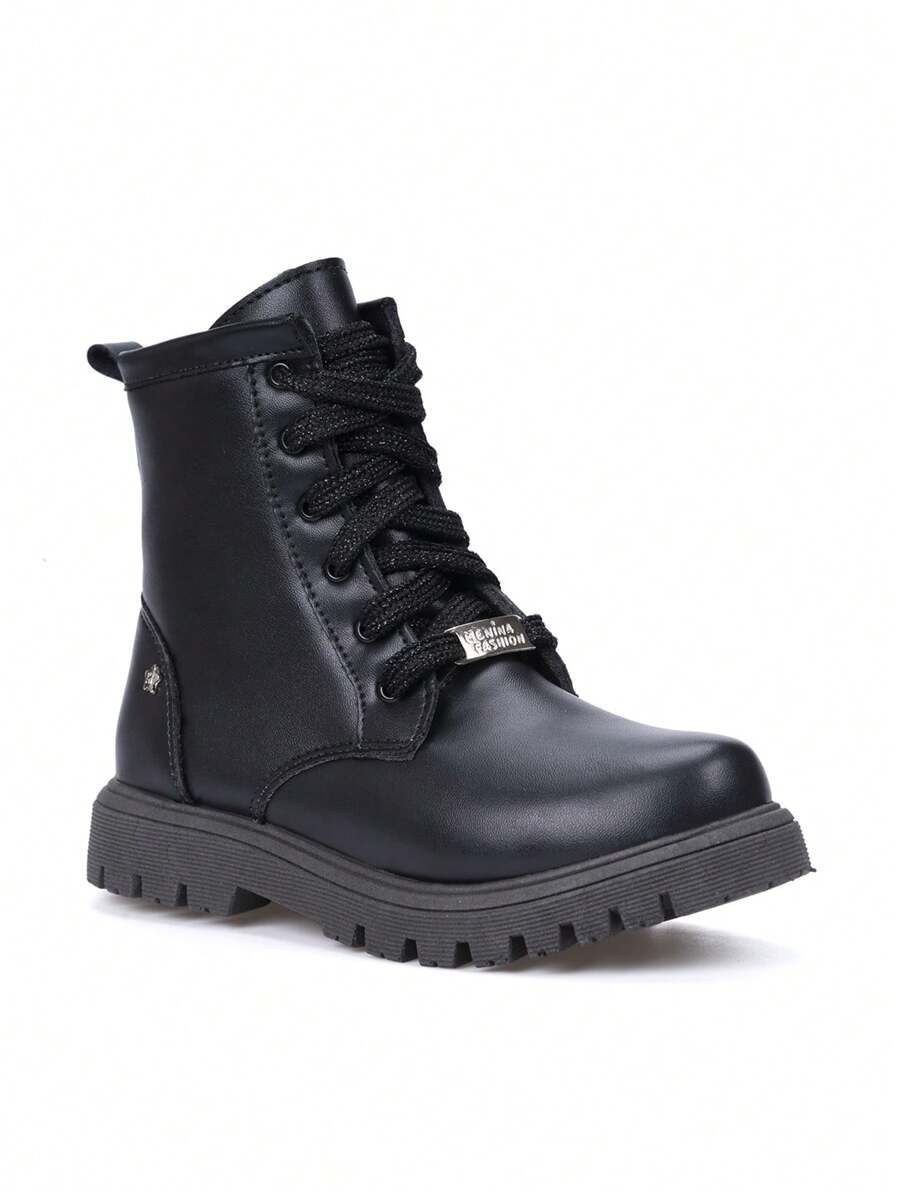 Bota Infantil Coturno Feminino Preto Menina Fashion
