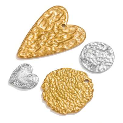 2 pièces Pendentif en acier inoxydable en forme de cœur et ronde, convient pour la fabrication de colliers, boucles d'oreilles, bijoux, cadeau de la Saint-Valentin