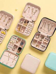 1入組珠寶收納盒化妝品展示架，口紅、手錶、耳環、項鍊、戒指和其他配件的便攜旅行收納盒，完美禮物 - 彩色 - 查看 3