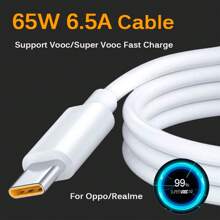 Cargador Oppo 65w Supervooc Cable Tipo C A C Serie Reno / X - Blanco - Ver 4