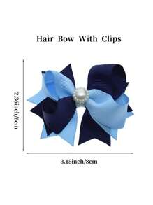 2入組3.2英寸女孩髮箍，時尚兒童女孩髮箍配夾，適用於節日派對 - 藍色 - 查看 2