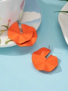 1pair Chic Fashion Geometric Metal Stud Earrings - Orange - View 5