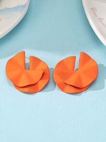 1pair Chic Fashion Geometric Metal Stud Earrings - Orange - View 4