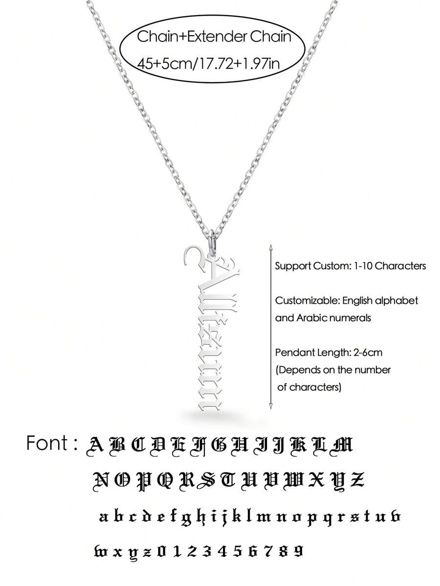 1pc Customized Personalized Simple English Name Initial Necklace, Ideal