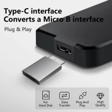 1入組USB C轉Micro B適配器，Micro B轉USB C 3.0硬盤傳輸線，適用於USB 3.0便攜式SSD、HDD鋁合金外殼，Type-C女轉MicroB USB3.0可旋轉連接器，附加於行動硬盤外殼上 - 灰色 - 查看 5