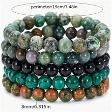 YAUKIA Conjunto de 5 pulseras de cuentas de piedra natural, conjunto de conexión a tierra, pulseras energéticas de cristal apilables, adecuadas para uso diario por mujeres y hombres