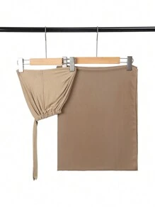 1set Solid Head Wrap & Scarf Women Hijab Set With Inner Hat - Khaki - View 2