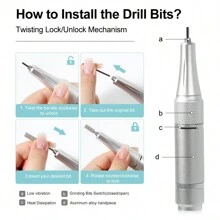Portable Professional Nail Drill 45,000 RPM, Rechargeable Electric Nail File Machine E File, For Acrylic Nail Gel Polishing, Wireless File, For Nail Salon Home, White - White - View 4