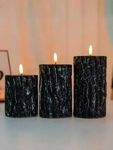 Nến LED không lửa, Nến điện tử vỏ cây thông 3D chân thực, Nến LED trụ chạy bằng pin, 3 chiếc (D 3"*H 4"5"6") - ánh sáng trắng ấm áp - Xem 7