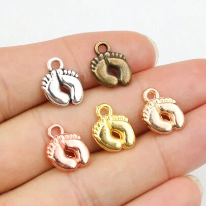 30 piezas de 13x10mm Colgantes con forma de pie Charms para hacer manualidades de joyería - Accesorios para pendientes, pulseras, collares