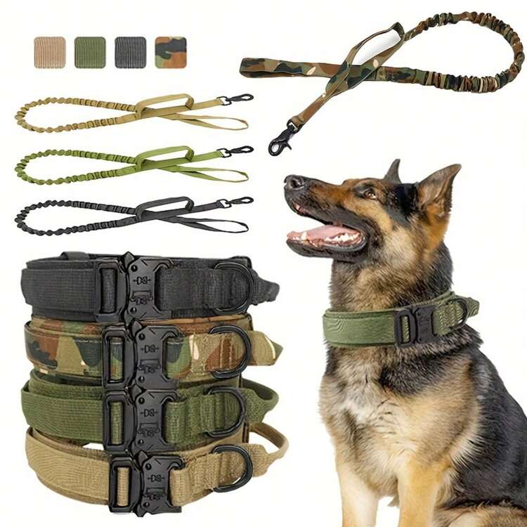 Heavy-Duty Tactical Dog Collar & Leash Set: Adjustable & Durable For AllBreeds - Multicolor - View 1