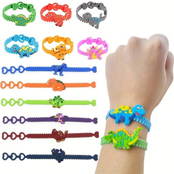 12pcs Dinosaur Silicone Bracelets Party Favors Birthday Party Supplies