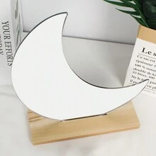 liangyuan 1pc Moon-Shaped Countertop Makeup Mirror, Asymmetrical Decorative Mirror - Clear - View 5