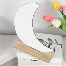 liangyuan 1pc Moon-Shaped Countertop Makeup Mirror, Asymmetrical Decorative Mirror - Clear - View 3