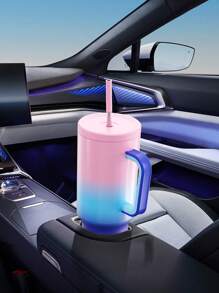 40 oz / 1,2 L Becher mit Griff, isolierter Becher, vakuumisolierte Trinkflasche, auslaufsicherer Deckel und Strohhalm, isolierter Kaffeebehälter aus Edelstahl, hält Getränke 34 Stunden kalt oder 10 Stunden warm (Violett-Blau-Rosa Verlauf)