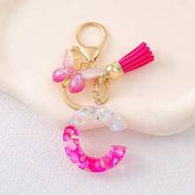 1pc Rose Red Initial Letter Keychain Pendant Resin Crystal Drops Glue Stone Letter Keychain Ribbon Butterfly Purse Backpack Accessories Souvenir Christmas Gift Ideas - Multicolor - View 17