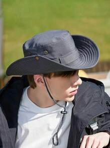 1pc Men's Wide Brim Sun Protection Bucket Hat, Foldable Summer Outdoor Bucket Hat, Suitable For Fishing, Hiking, CampingMen's Sun Hat Summer Hat, Suitable For Summer Outdoor Activities Such As Hiking And Fishing